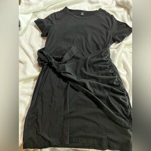 SHEIN Black Mini Dress with Waist Tie